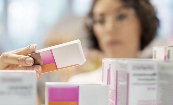 A woman with prescription medication