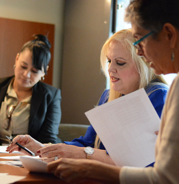 A hospice team in an office