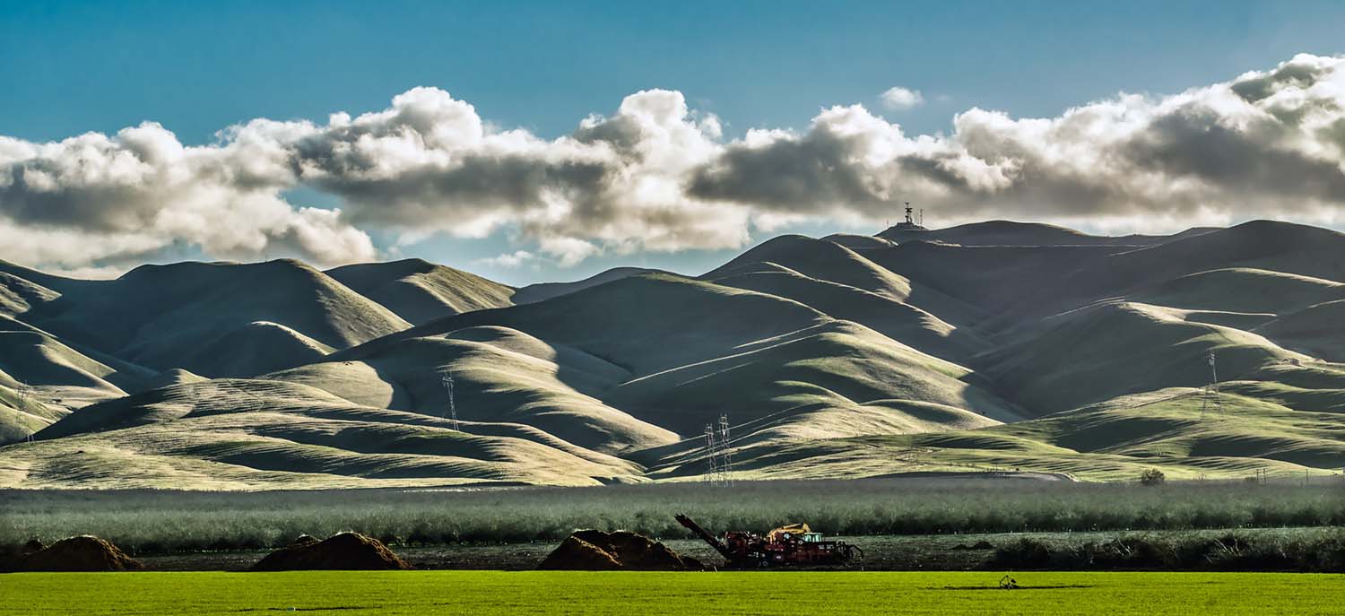 Agricultural field against blue sky